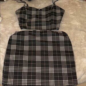 Love Tree Black and White Plaid Set
